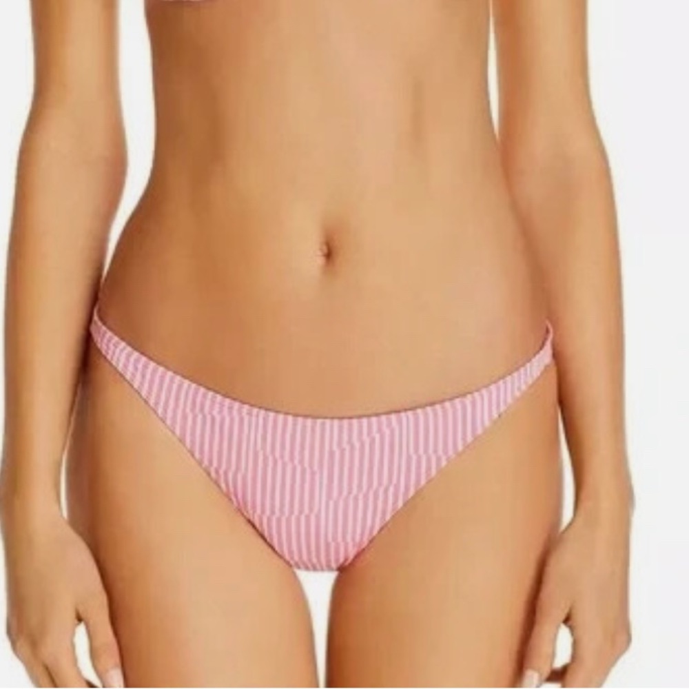 Onia Ashley Bikini Bottoms in a Pink Variegated Stripe Print